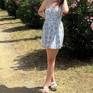 Garage strappy open back floral mini dress